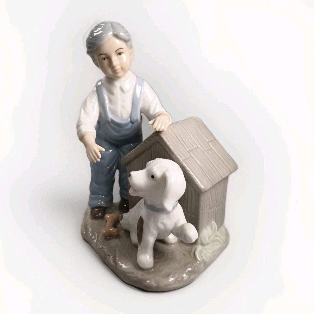 Raffles Porcelain CDF Canada Boy With Dog Figurine 6.25" Tall